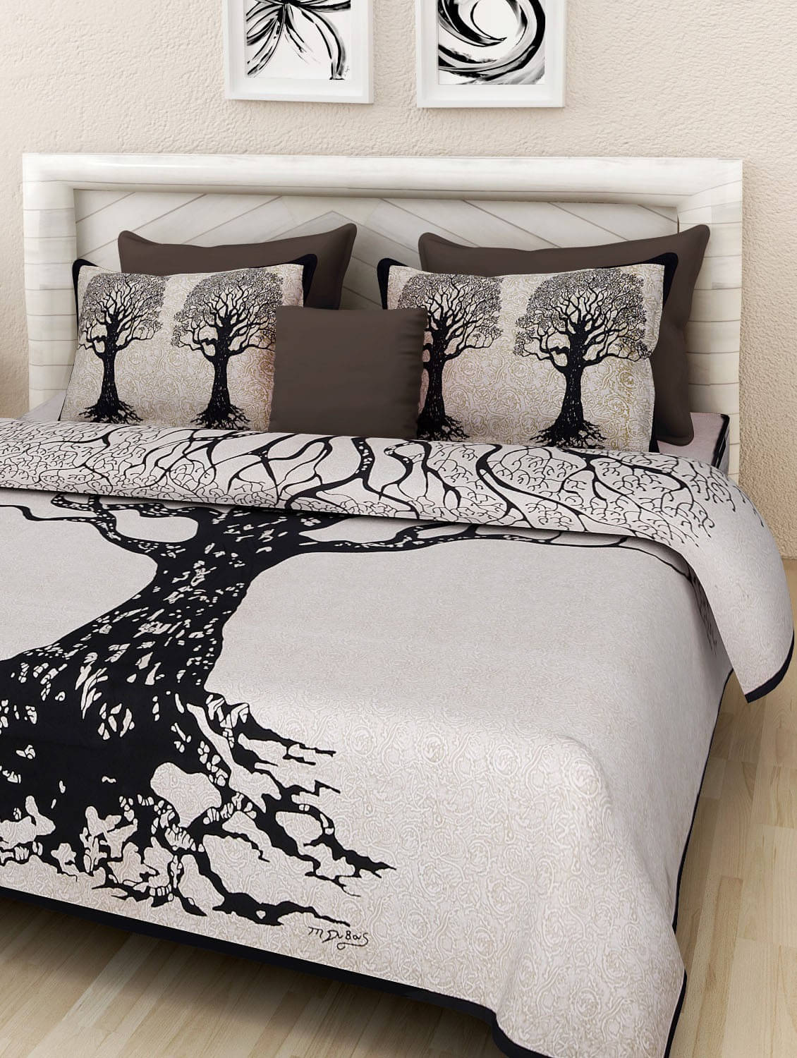     			Navkaar Creation Cotton 1 Double Bedsheet with 2 Pillow Covers ( White )