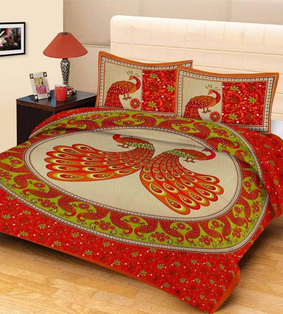     			Navkaar Creation Cotton 1 Double Bedsheet with 2 Pillow Covers ( Red )