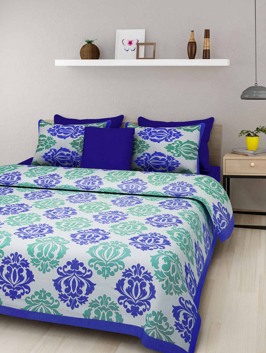 Navkaar Creation Cotton 1 Double Bedsheet with 2 Pillow Covers ( Blue ) Navkaar Creation Cotton 1 Double Bedsheet with 2 Pillow Covers ( Blue )