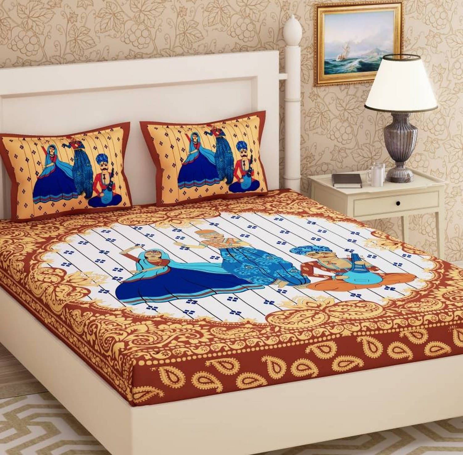 Navkaar Creation Cotton 1 Double Bedsheet with 2 Pillow Covers ( White ) Navkaar Creation Cotton 1 Double Bedsheet with 2 Pillow Covers ( White )