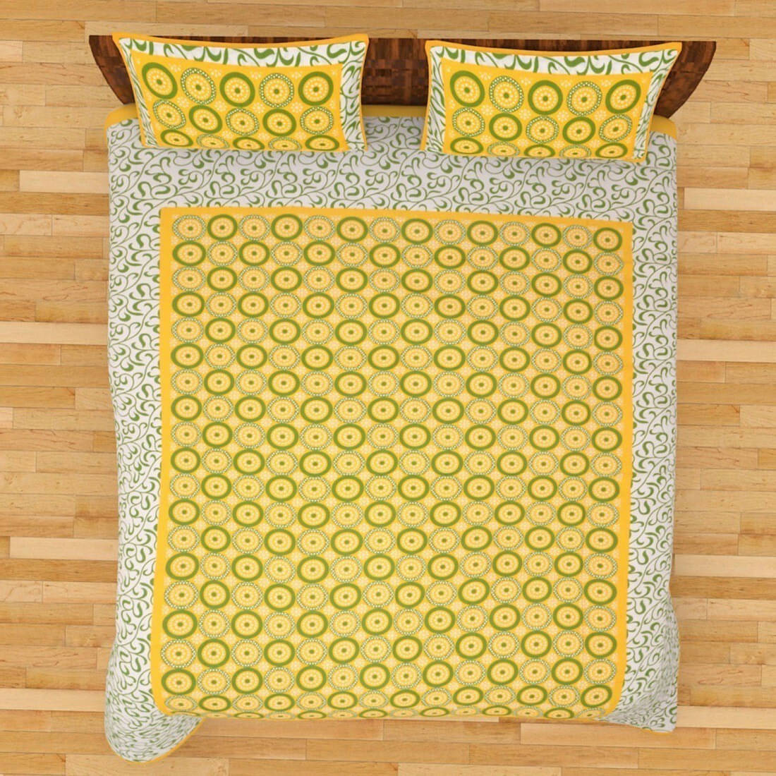 Navkaar Creation Cotton 1 Double Bedsheet with 2 Pillow Covers ( Yellow ) Navkaar Creation Cotton 1 Double Bedsheet with 2 Pillow Covers ( Yellow )