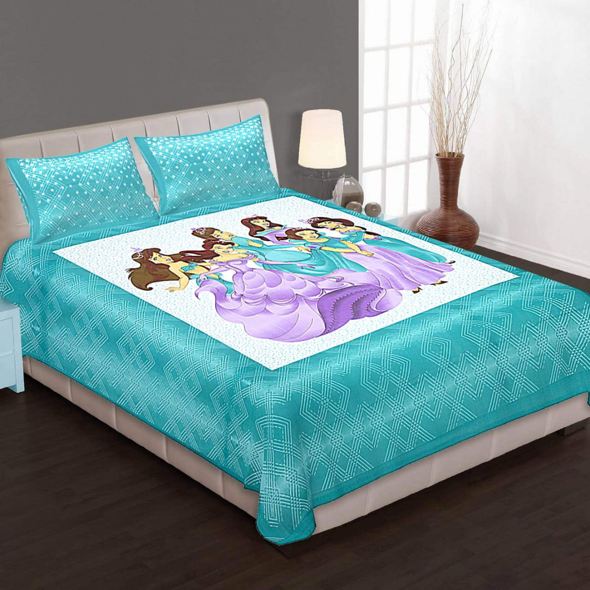     			Navkaar Creation Cotton 1 Double Bedsheet with 2 Pillow Covers ( Blue )