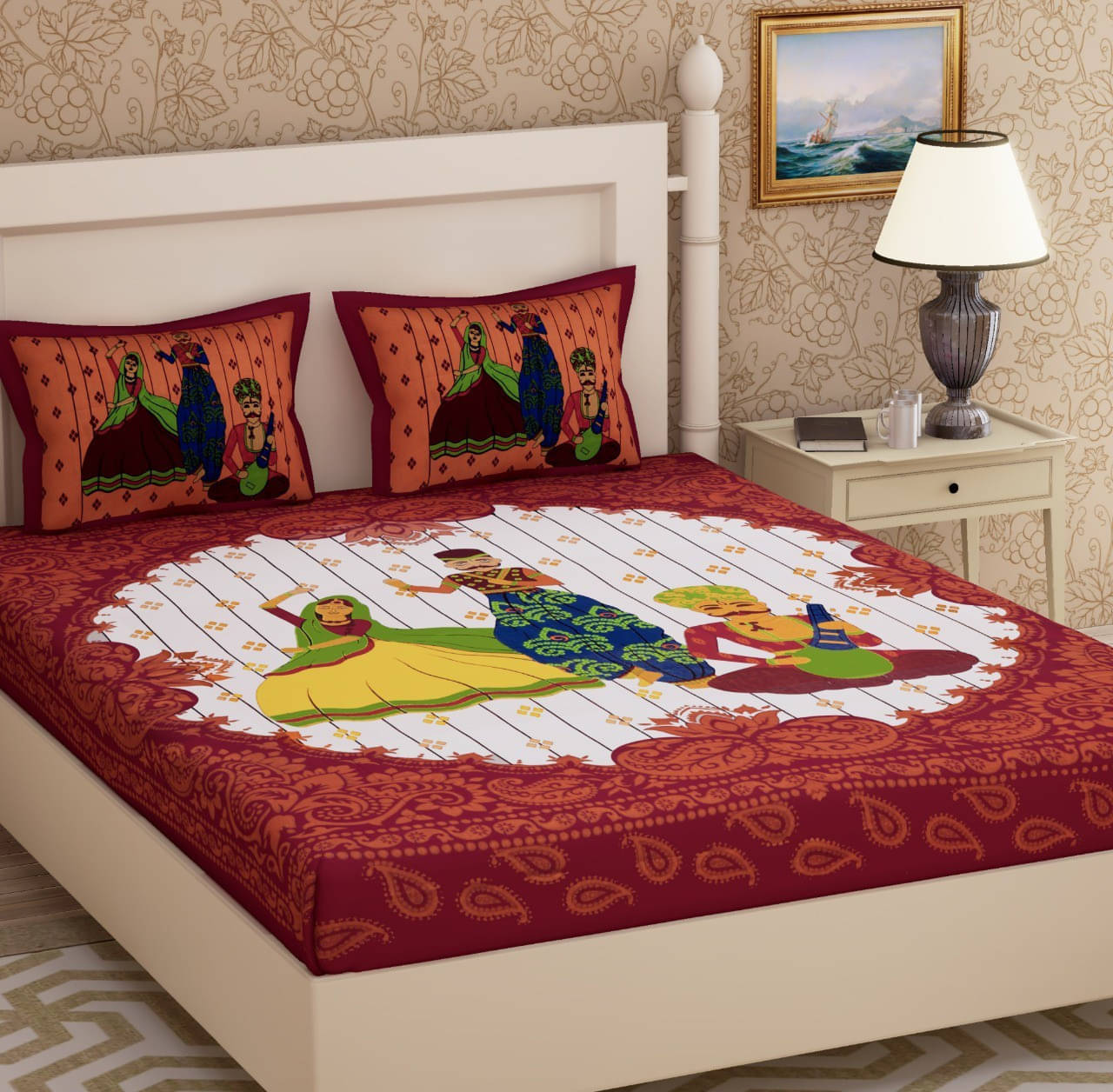 Navkaar Creation Cotton 1 Double Bedsheet with 2 Pillow Covers ( Red ) Navkaar Creation Cotton 1 Double Bedsheet with 2 Pillow Covers ( Red )