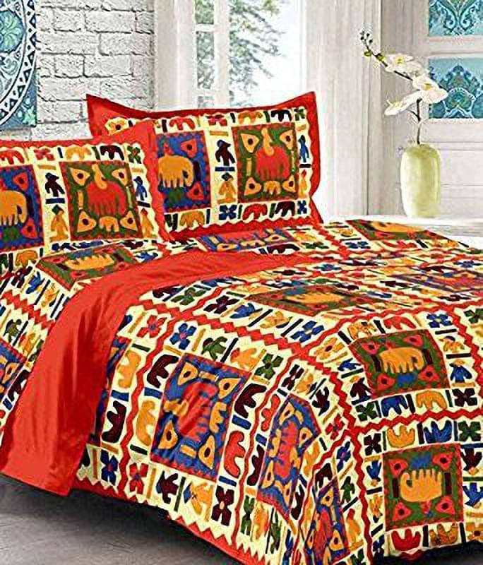 Navkaar Creation Cotton 1 Double Bedsheet with 2 Pillow Covers ( Multicolor ) Navkaar Creation Cotton 1 Double Bedsheet with 2 Pillow Covers ( Multicolor )