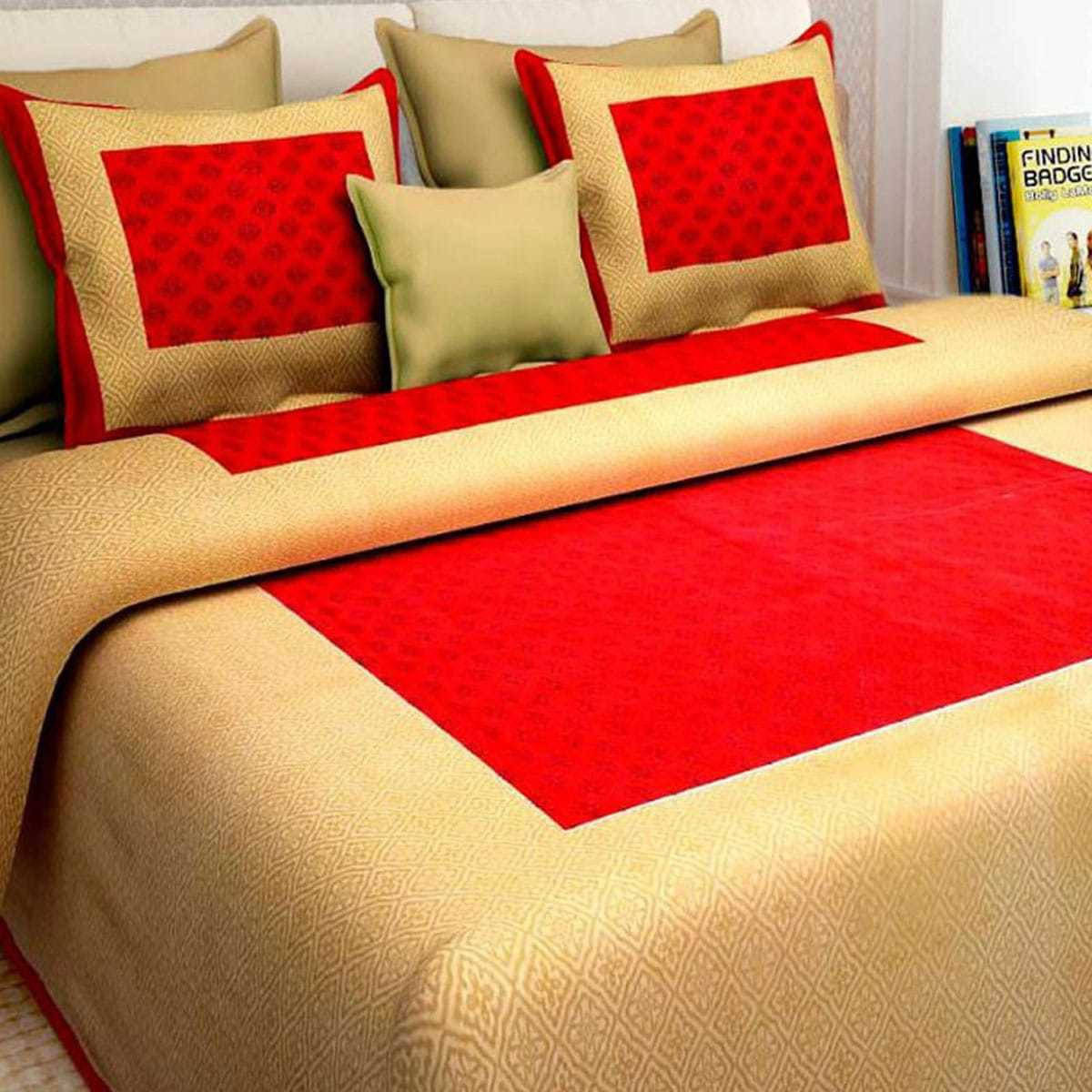     			Navkaar Creation Cotton 1 Double Bedsheet with 2 Pillow Covers ( Red )