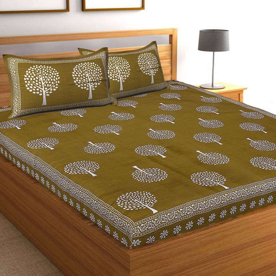     			Navkaar Creation Cotton 1 Double Bedsheet with 2 Pillow Covers ( Multicolor )