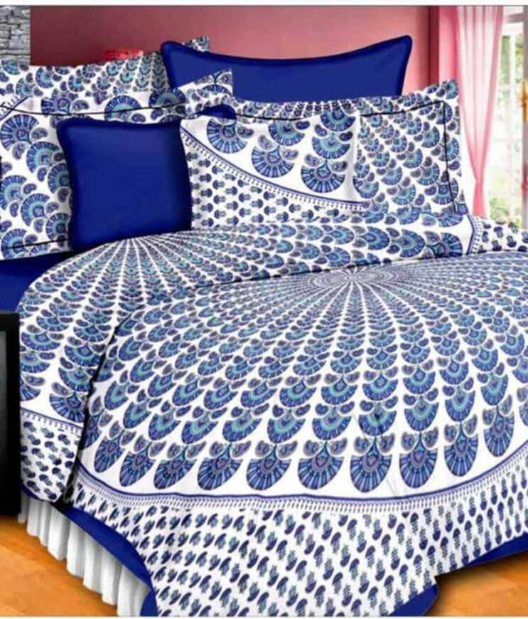 Navkaar Creation Cotton 1 Double Bedsheet with 2 Pillow Covers ( Blue ) Navkaar Creation Cotton 1 Double Bedsheet with 2 Pillow Covers ( Blue )