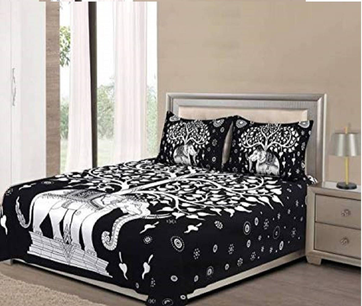 Navkaar Creation Cotton 1 Double Bedsheet with 2 Pillow Covers ( Black ) Navkaar Creation Cotton 1 Double Bedsheet with 2 Pillow Covers ( Black )