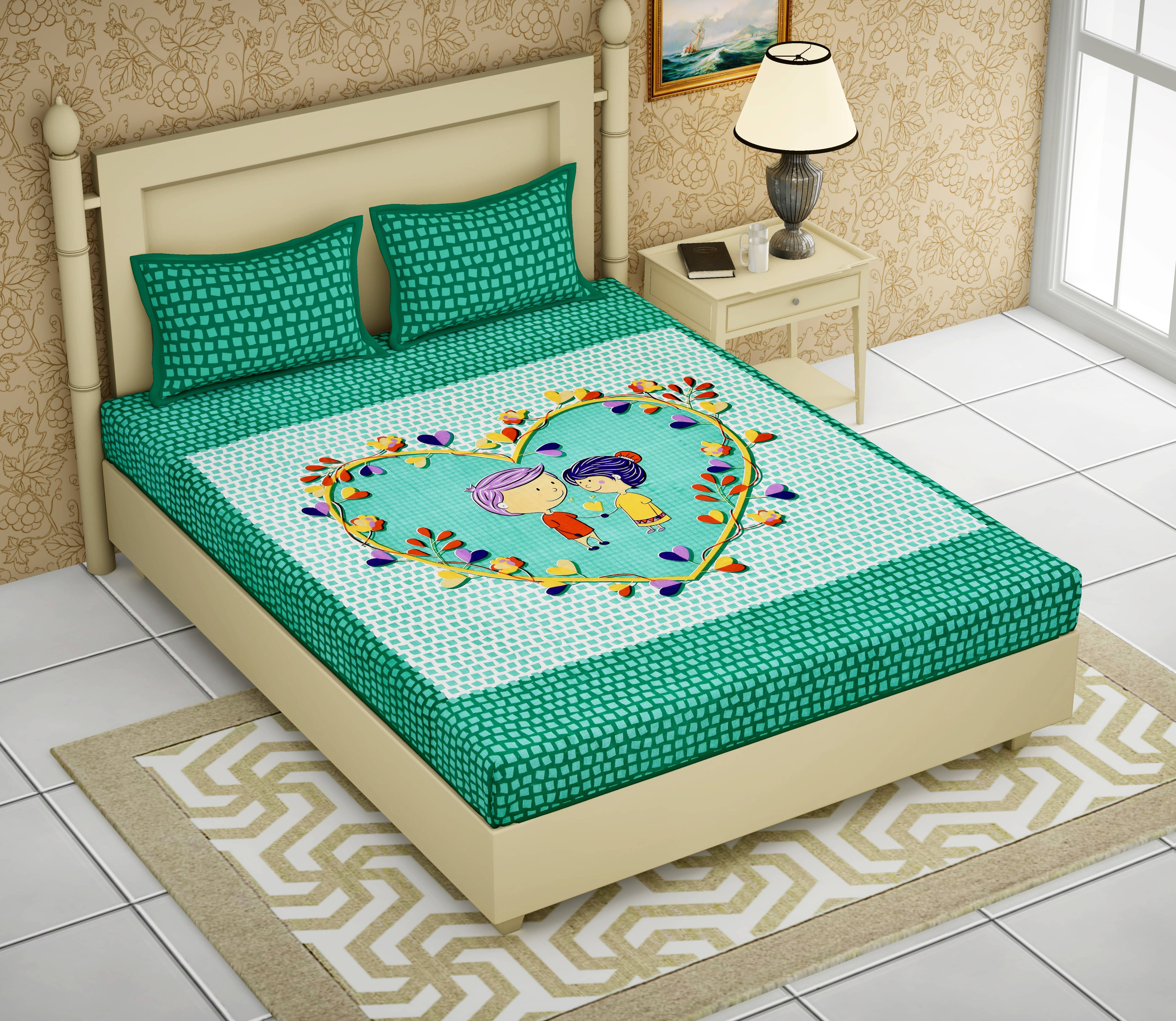     			Navkaar Creation Cotton 1 Double Bedsheet with 2 Pillow Covers ( Multicolor )