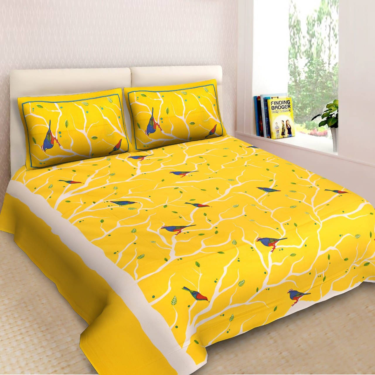 Navkaar Creation Cotton 1 Double Bedsheet with 2 Pillow Covers ( Yellow ) Navkaar Creation Cotton 1 Double Bedsheet with 2 Pillow Covers ( Yellow )