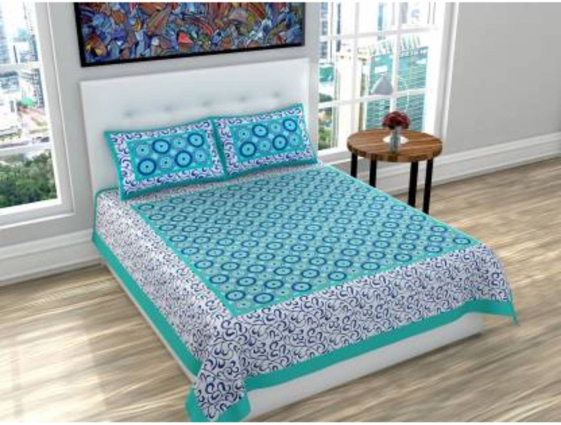 Navkaar Creation Cotton 1 Double Bedsheet with 2 Pillow Covers ( Blue ) Navkaar Creation Cotton 1 Double Bedsheet with 2 Pillow Covers ( Blue )