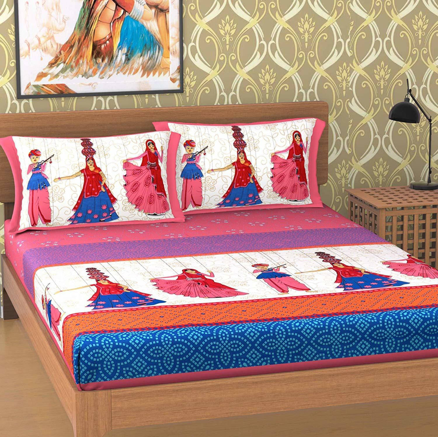 Navkaar Creation Cotton 1 Double Bedsheet with 2 Pillow Covers ( Pink ) Navkaar Creation Cotton 1 Double Bedsheet with 2 Pillow Covers ( Pink )