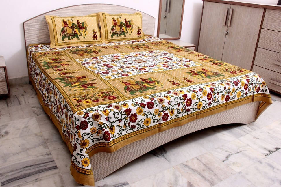     			Navkaar Creation Cotton 1 Double Bedsheet with 2 Pillow Covers ( Brown )