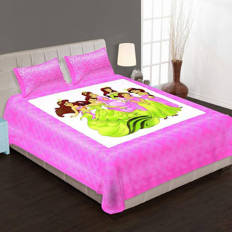     			Navkaar Creation Cotton 1 Double Bedsheet with 2 Pillow Covers ( Pink )