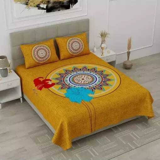 Navkaar Creation Cotton 1 Double Bedsheet with 2 Pillow Covers ( Multicolor ) Navkaar Creation Cotton 1 Double Bedsheet with 2 Pillow Covers ( Multicolor )