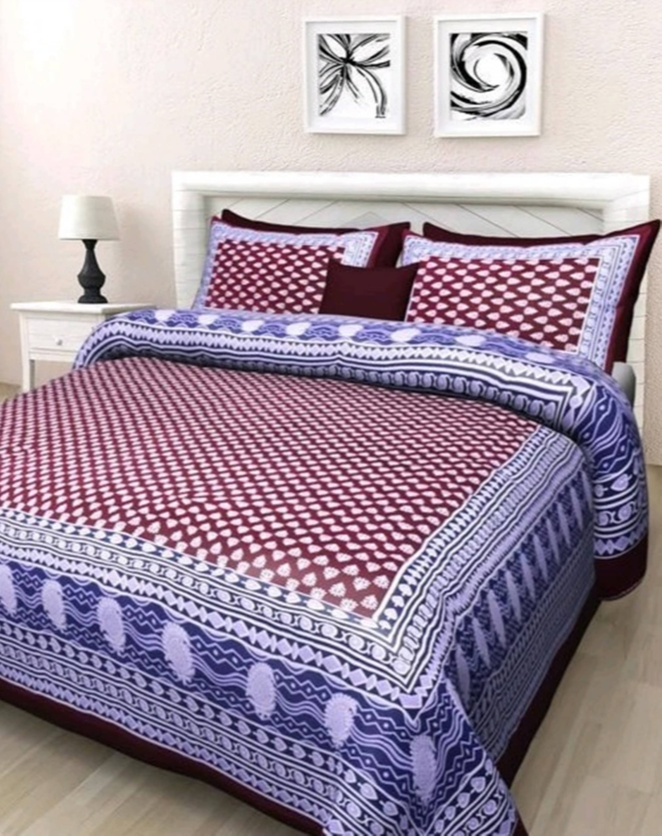 Navkaar Creation Cotton 1 Double Bedsheet with 2 Pillow Covers ( Grey ) Navkaar Creation Cotton 1 Double Bedsheet with 2 Pillow Covers ( Grey )