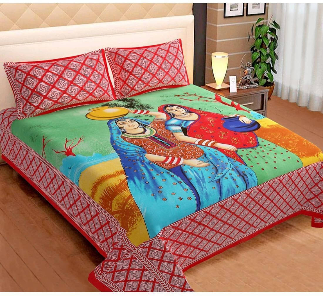     			Navkaar Creation Cotton 1 Double Bedsheet with 2 Pillow Covers ( Beige )