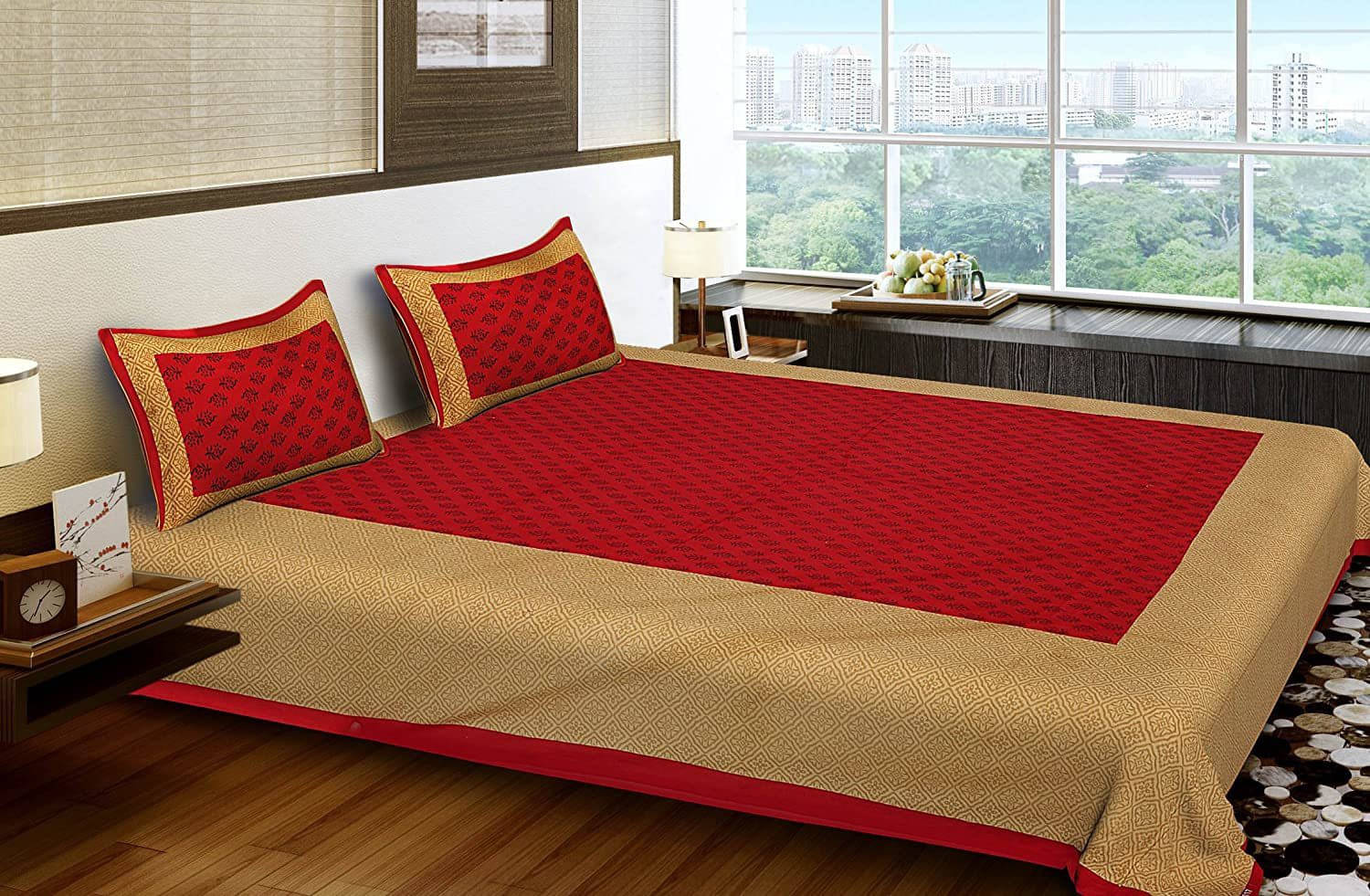 Navkaar Creation Cotton 1 Double Bedsheet with 2 Pillow Covers ( Brown ) Navkaar Creation Cotton 1 Double Bedsheet with 2 Pillow Covers ( Brown )