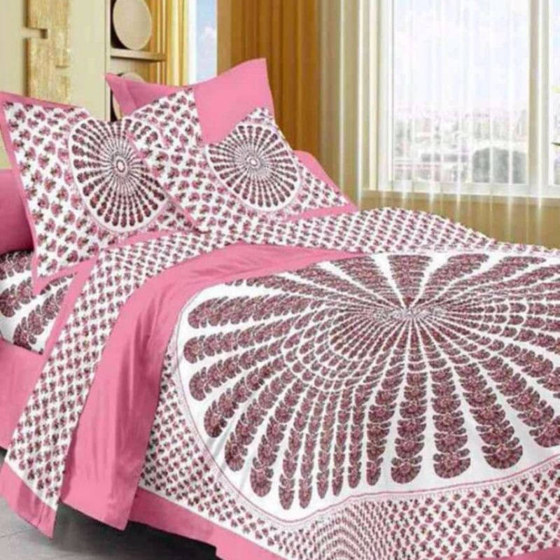     			Navkaar Creation Cotton 1 Double Bedsheet with 2 Pillow Covers ( Red )
