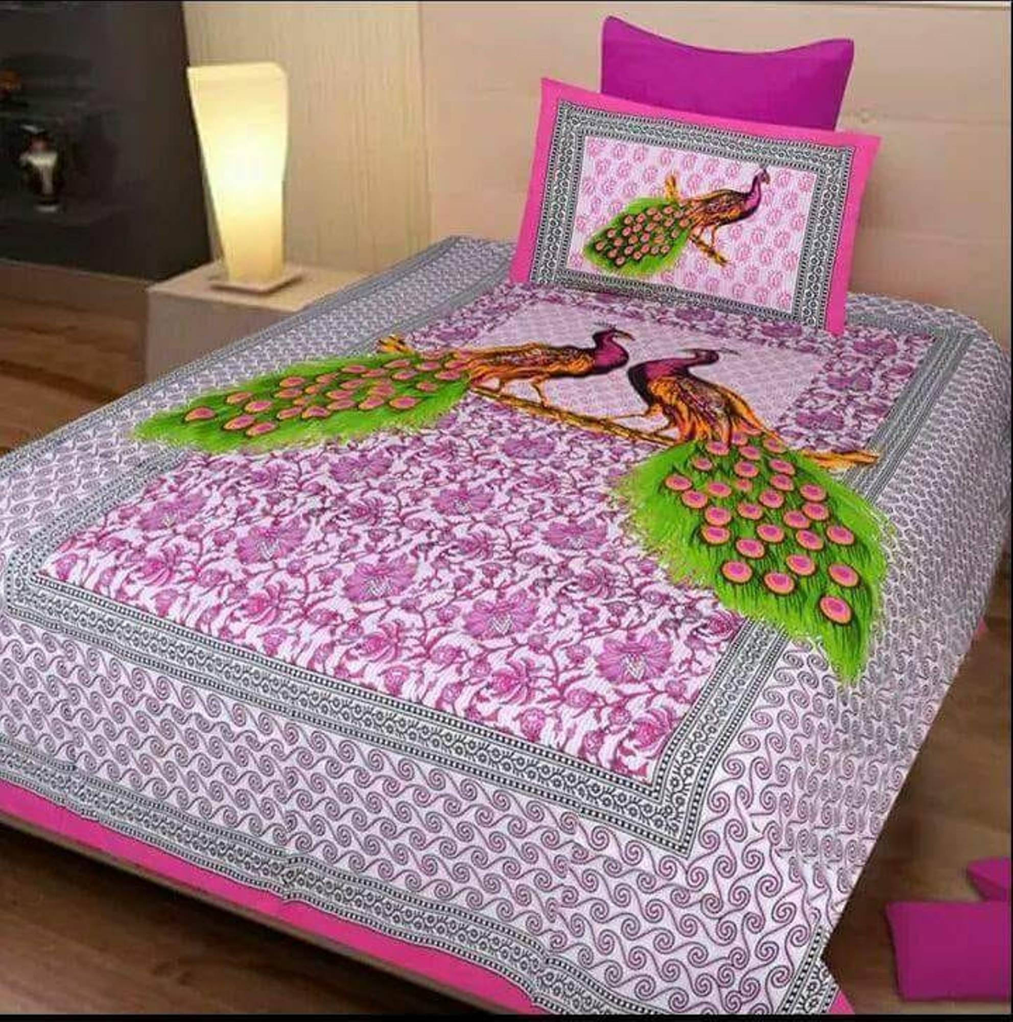 Navkaar Creation Cotton 1 Double Bedsheet with 2 Pillow Covers ( Pink ) Navkaar Creation Cotton 1 Double Bedsheet with 2 Pillow Covers ( Pink )