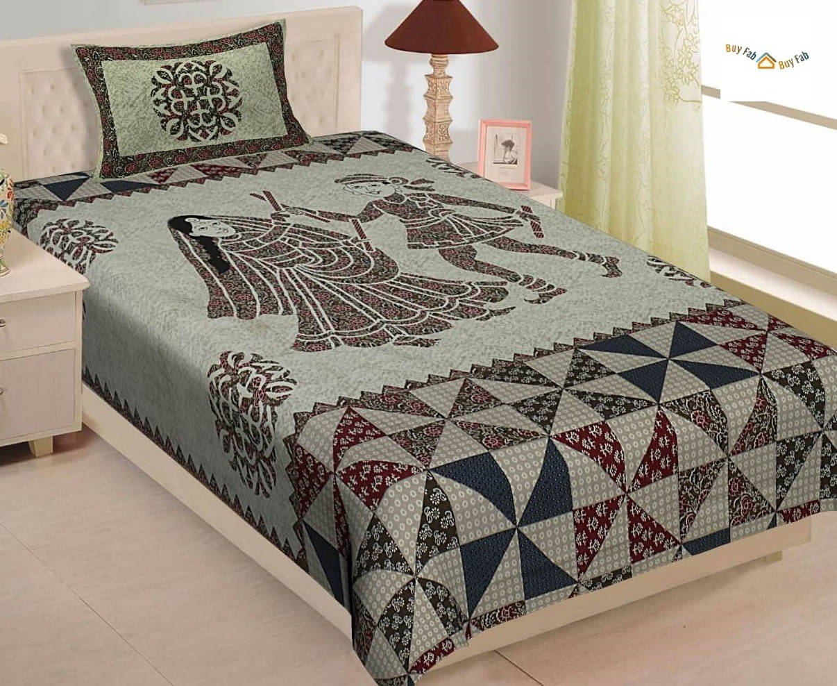 Navkaar Creation Cotton 1 Single Bedsheet with 2 Pillow Covers ( Grey ) Navkaar Creation Cotton 1 Single Bedsheet with 2 Pillow Covers ( Grey )