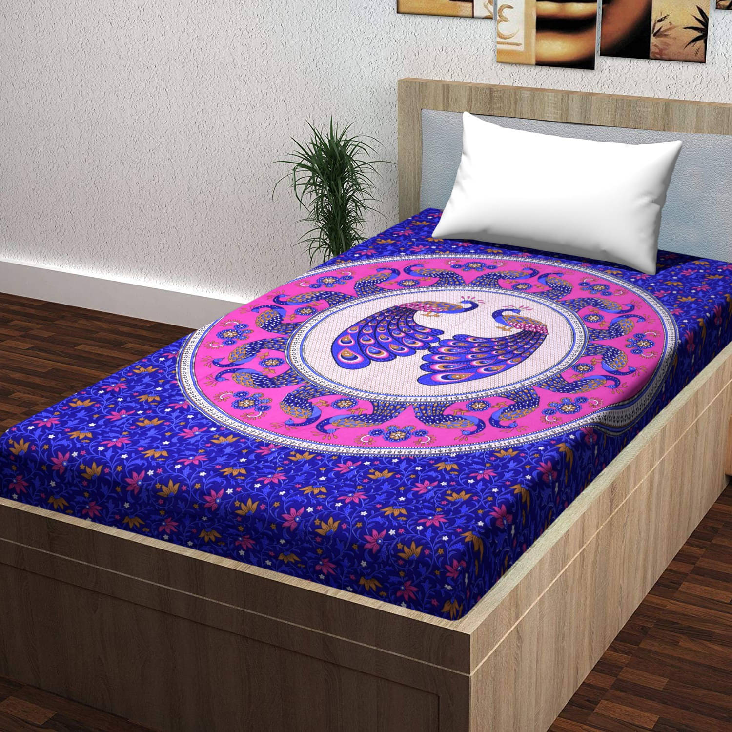 Navkaar Creation Cotton 1 Single Bedsheet with 2 Pillow Covers ( Multicolor ) Navkaar Creation Cotton 1 Single Bedsheet with 2 Pillow Covers ( Multicolor )