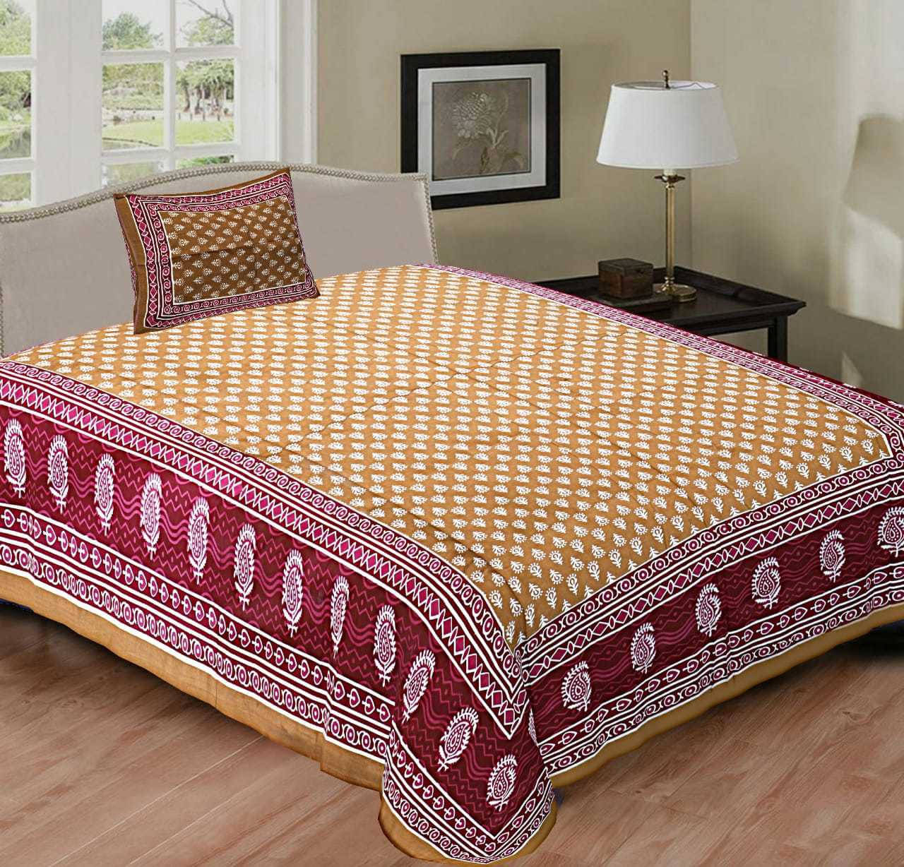 Navkaar Creation Cotton 1 Single Bedsheet with 2 Pillow Covers ( Red ) Navkaar Creation Cotton 1 Single Bedsheet with 2 Pillow Covers ( Red )