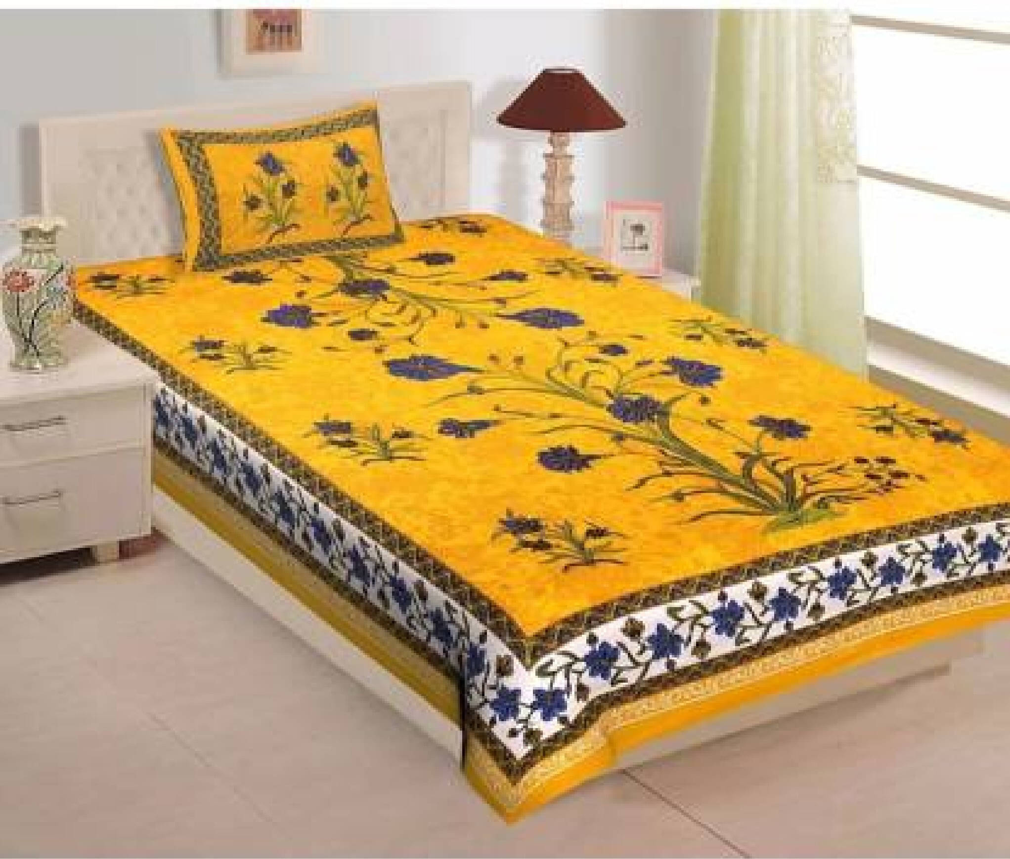Navkaar Creation Cotton 1 Single Bedsheet with 2 Pillow Covers ( Multicolor ) Navkaar Creation Cotton 1 Single Bedsheet with 2 Pillow Covers ( Multicolor )