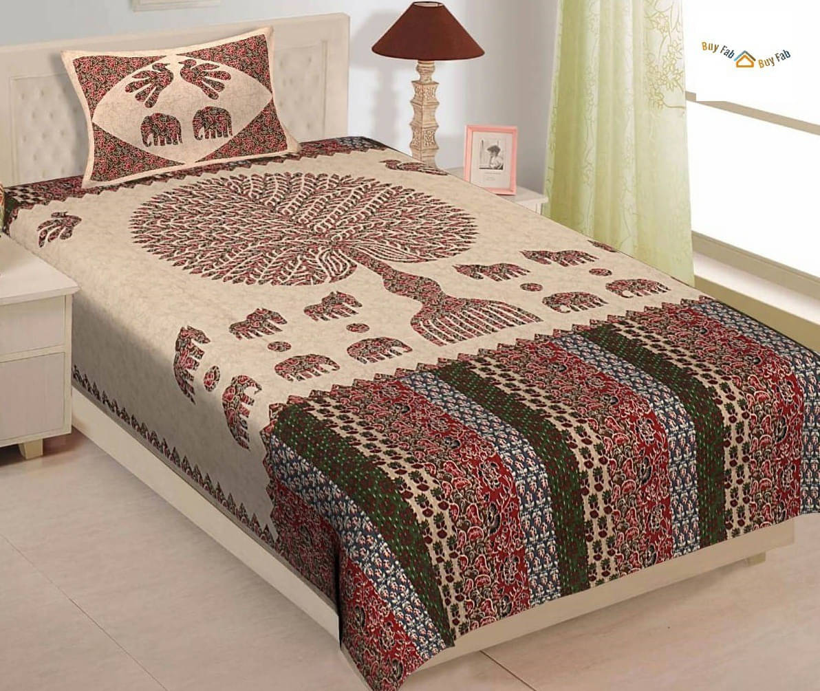Navkaar Creation Cotton 1 Single Bedsheet with 2 Pillow Covers ( Green ) Navkaar Creation Cotton 1 Single Bedsheet with 2 Pillow Covers ( Green )