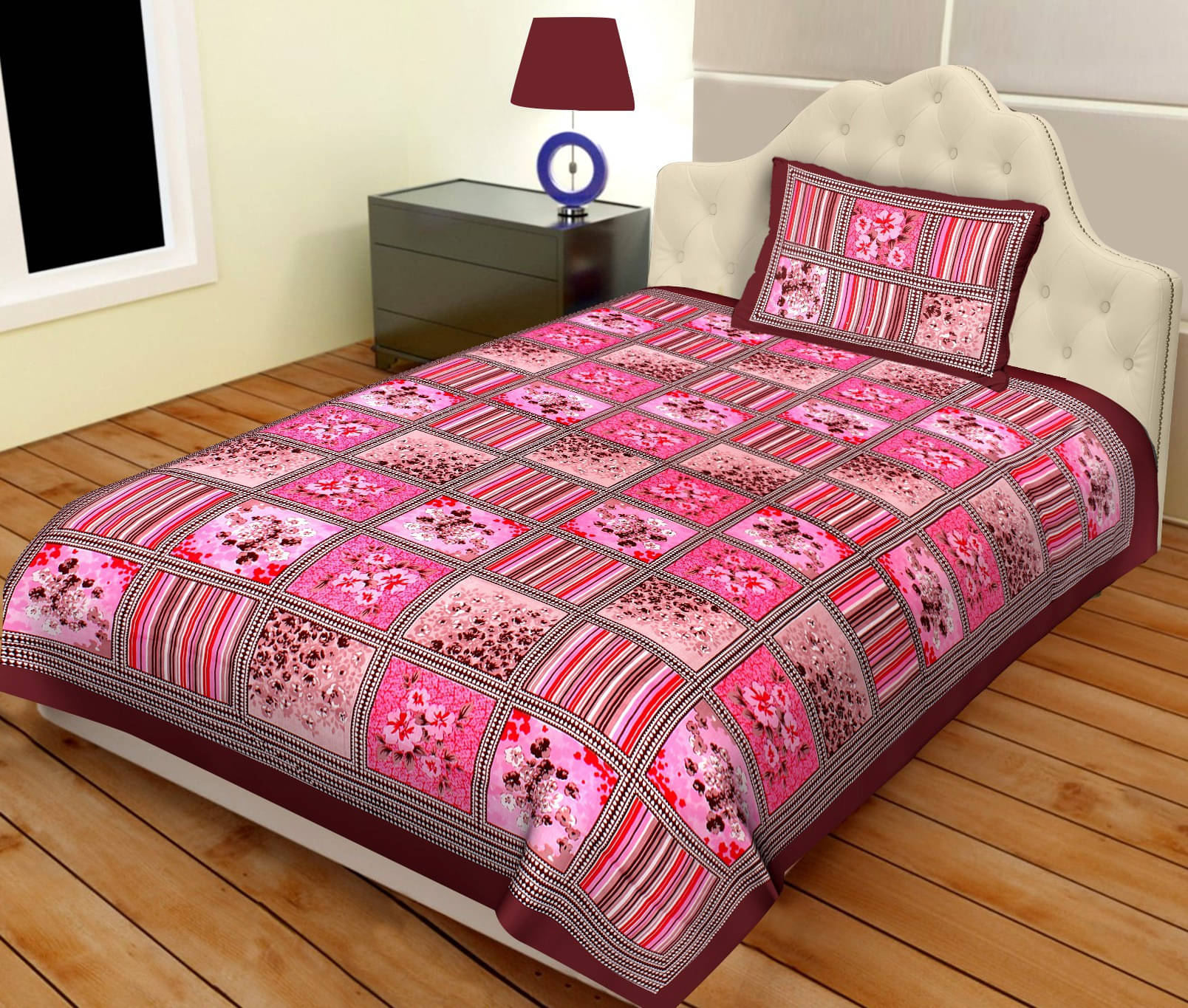 Navkaar Creation Cotton 1 Single Bedsheet with 2 Pillow Covers ( Multicolor ) Navkaar Creation Cotton 1 Single Bedsheet with 2 Pillow Covers ( Multicolor )