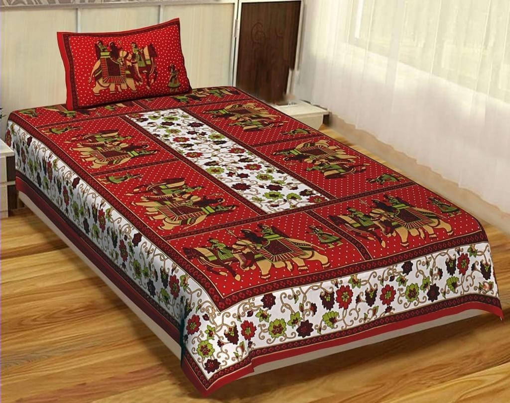 Navkaar Creation Cotton 1 Single Bedsheet with 2 Pillow Covers ( Red ) Navkaar Creation Cotton 1 Single Bedsheet with 2 Pillow Covers ( Red )