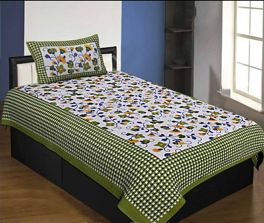     			Navkaar Creation Cotton 1 Single Bedsheet with 2 Pillow Covers ( Multicolor )