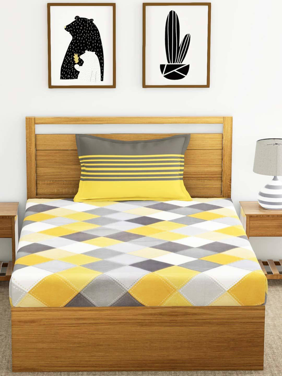 Navkaar Creation Cotton 1 Single Bedsheet with 2 Pillow Covers ( Yellow ) Navkaar Creation Cotton 1 Single Bedsheet with 2 Pillow Covers ( Yellow )