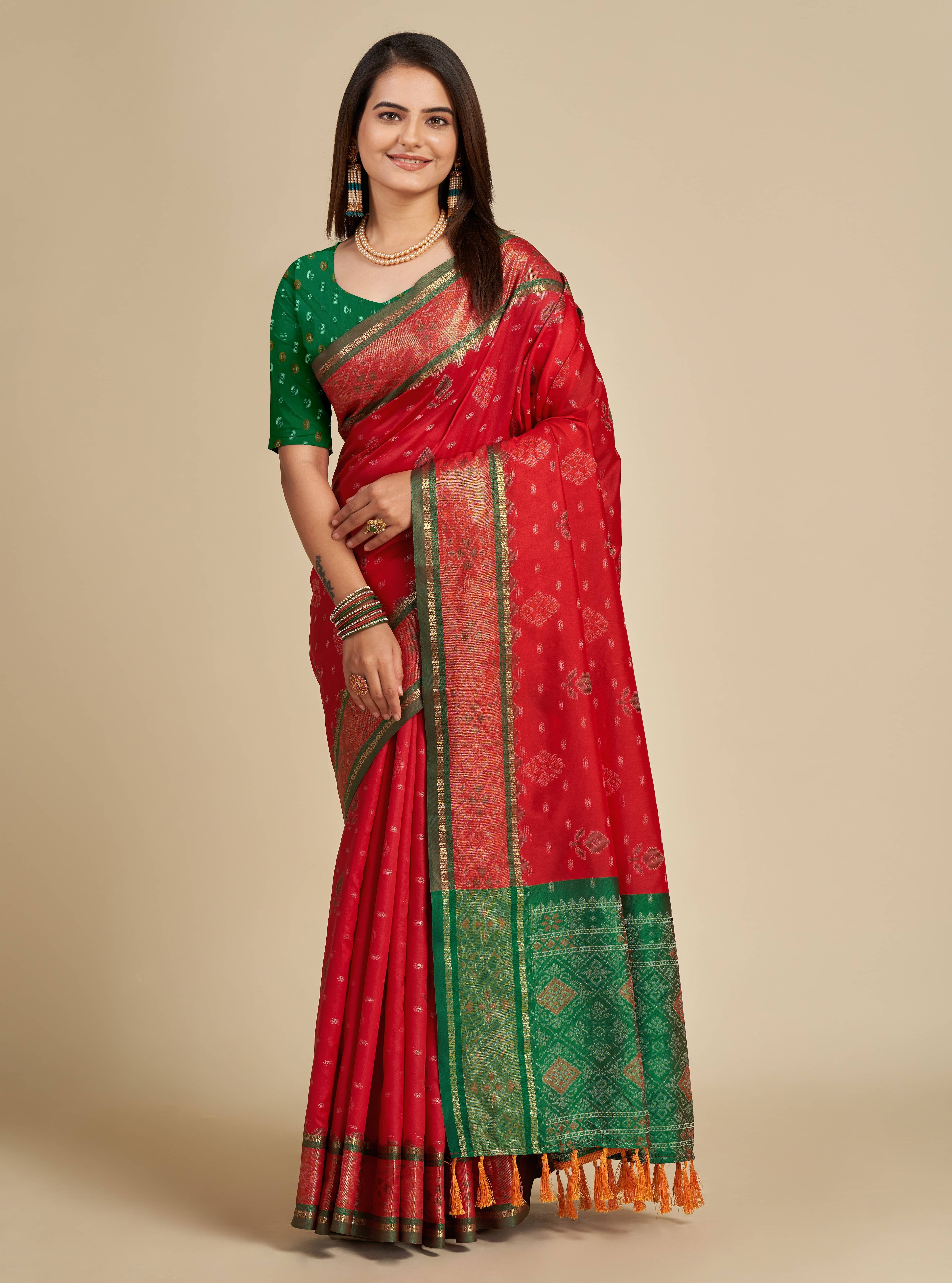 Nayanthara Trends Silk Blend Woven Saree With Unstitched Blouse Piece ( Red ) Nayanthara Trends Silk Blend Woven Saree With Unstitched Blouse Piece ( Red )
