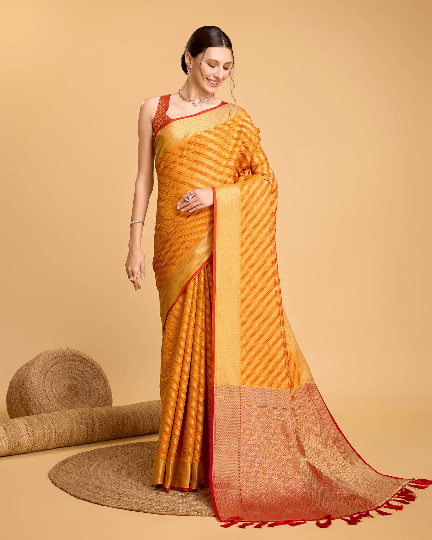 Nayanthara Trends Silk Blend Woven Saree With Unstitched Blouse Piece ( Yellow ) Nayanthara Trends Silk Blend Woven Saree With Unstitched Blouse Piece ( Yellow )