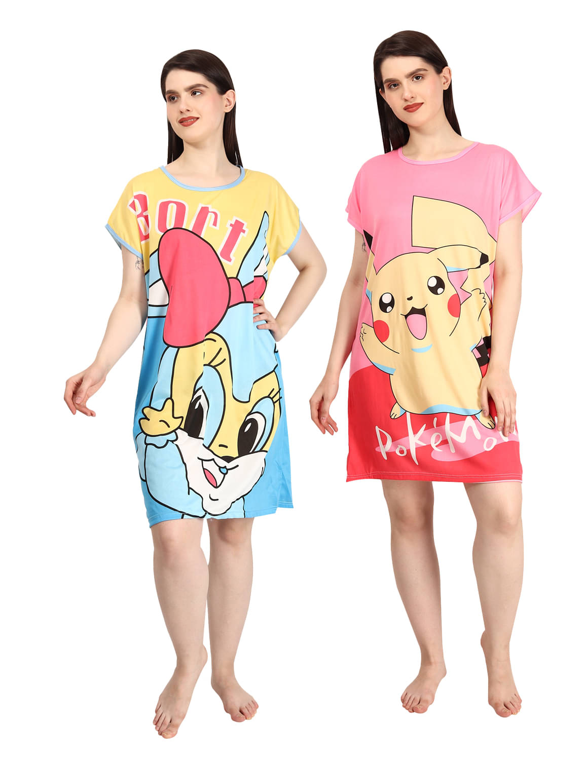     			Nios Fashion Pink Cotton Blend Women's Nightwear Night T-Shirt ( Pack of 2 )