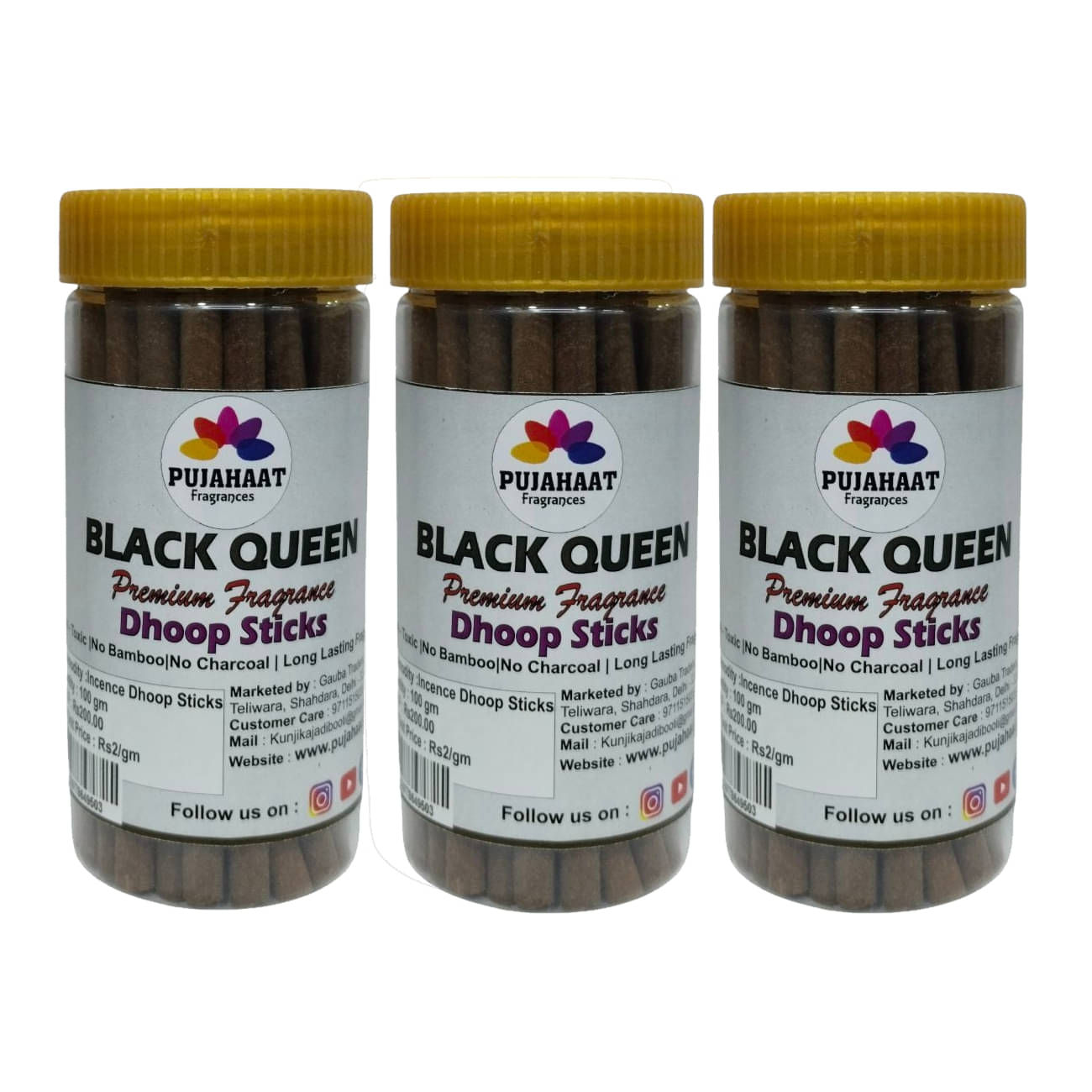     			Pujahaat Incense Dhoop Sticks Black 300 gm ( Pack of 3 )