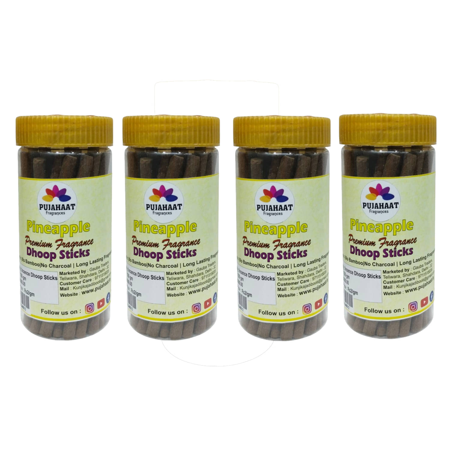     			Pujahaat Incense Dhoop Sticks Pineapple 400 gm ( Pack of 4 )