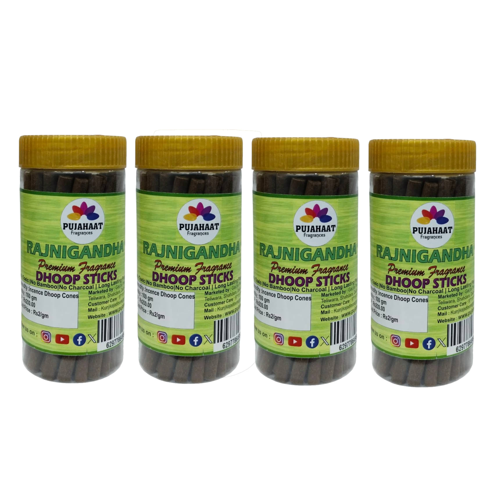     			Pujahaat Incense Dhoop Sticks Rajnigandha 400 gm ( Pack of 4 )