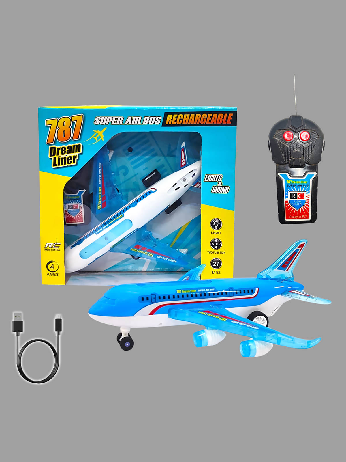     			RAINBOW RIDERS A787 Super Air Bus Rechargeable with Full Body Lights and Sound Universal Wheel Plane for Boys & Girls Age 2 to 8 Multicolour Musical Battery Operated Toy (Plane Does not Fly Only Runs on Ground)