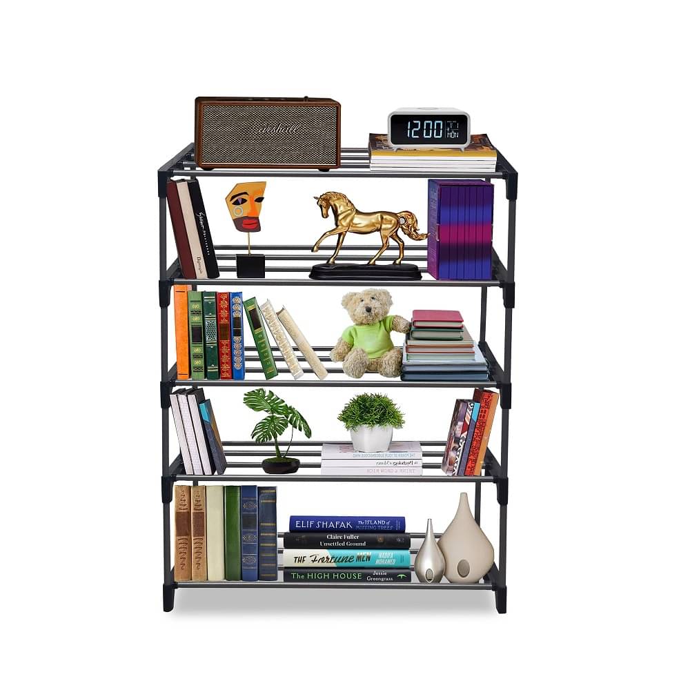 RMERCHANTS 5 Layer Open Shoe Rack With Metal Pipe Shoe Storage for Home & Office (Silver) RMERCHANTS 5 Layer Open Shoe Rack With Metal Pipe Shoe Storage for Home & Office (Silver)