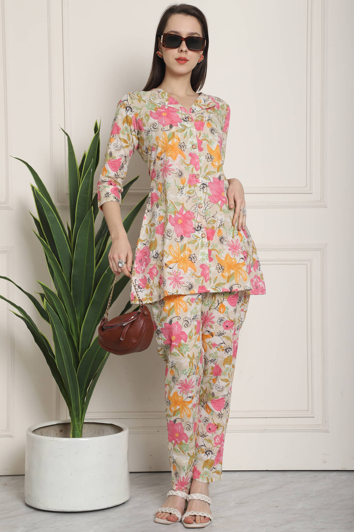 Rajnandini Women Printed Tunic With Trousers Co-Ord Set ( Multi Color ) Rajnandini Women Printed Tunic With Trousers Co-Ord Set ( Multi Color )
