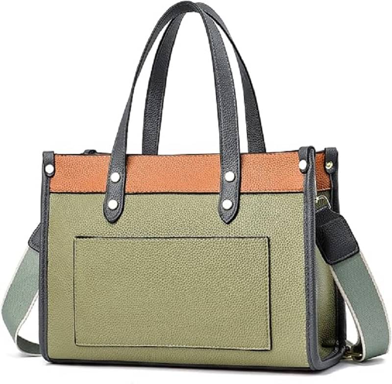     			SAKWOO Shoulder Bag PU Set of 1 ( Green,Tan )