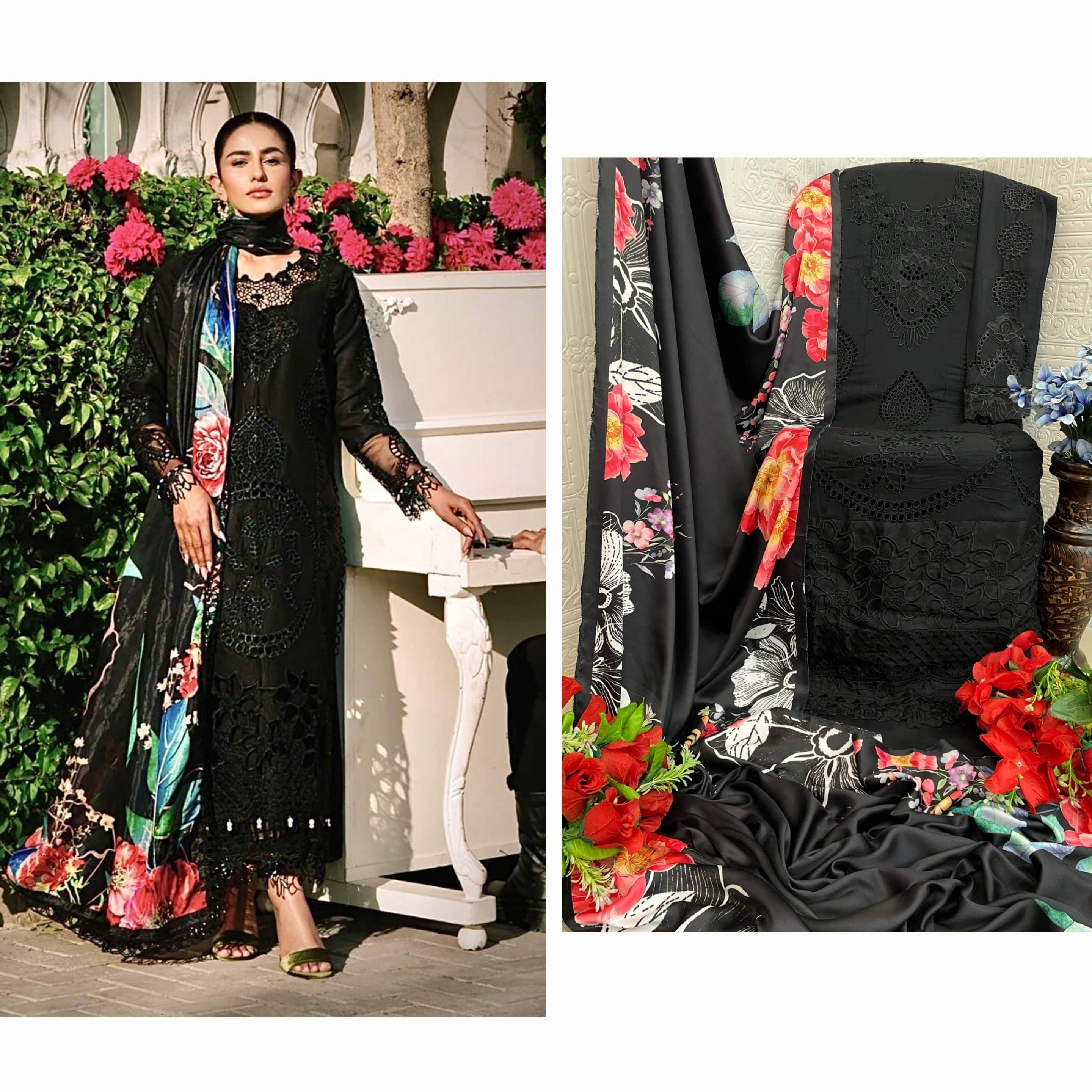 SARSH Women Georgette Unstitched Dress Material ( Black ) SARSH Women Georgette Unstitched Dress Material ( Black )