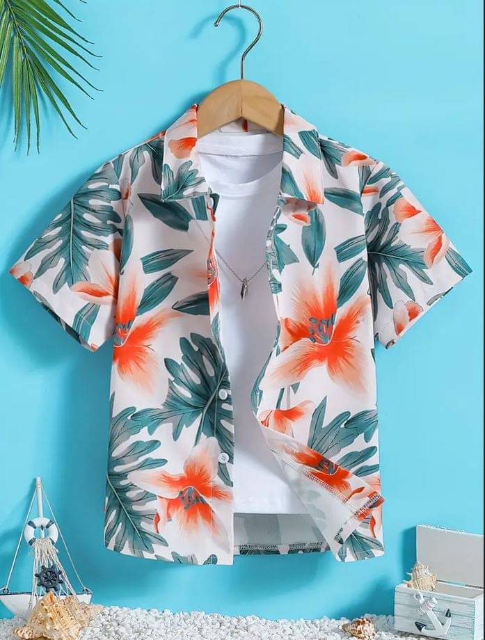     			SHREE VANKIYA HANUMANJI FASHION Pack of 1 Boys 100% Cotton Half Sleeves Shirt ( Orange )