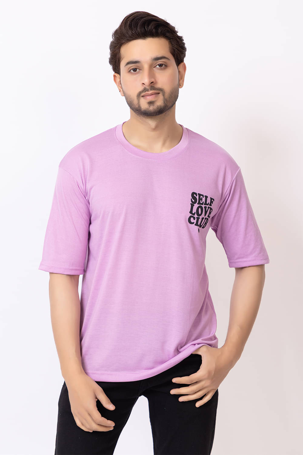 SHREYNKA Men Cotton Oversized Fit Printed T-Shirt ( Lavender )     			SHREYNKA Men Cotton Oversized Fit Printed T-Shirt ( Lavender )