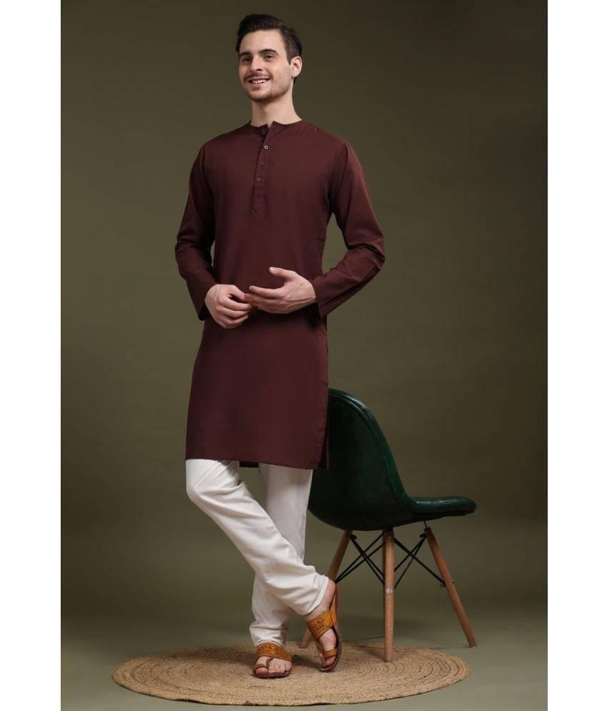     			SKAVIJ Brown Cotton Regular Fit Men's Kurta Pyjama Set ( Pack of 1 )