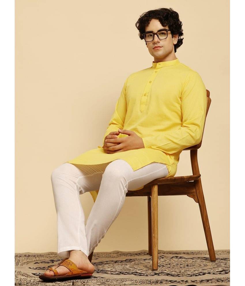 SKAVIJ Gold Cotton Regular Fit Men's Kurta Pyjama Set ( Pack of 1 )     			SKAVIJ Gold Cotton Regular Fit Men's Kurta Pyjama Set ( Pack of 1 )