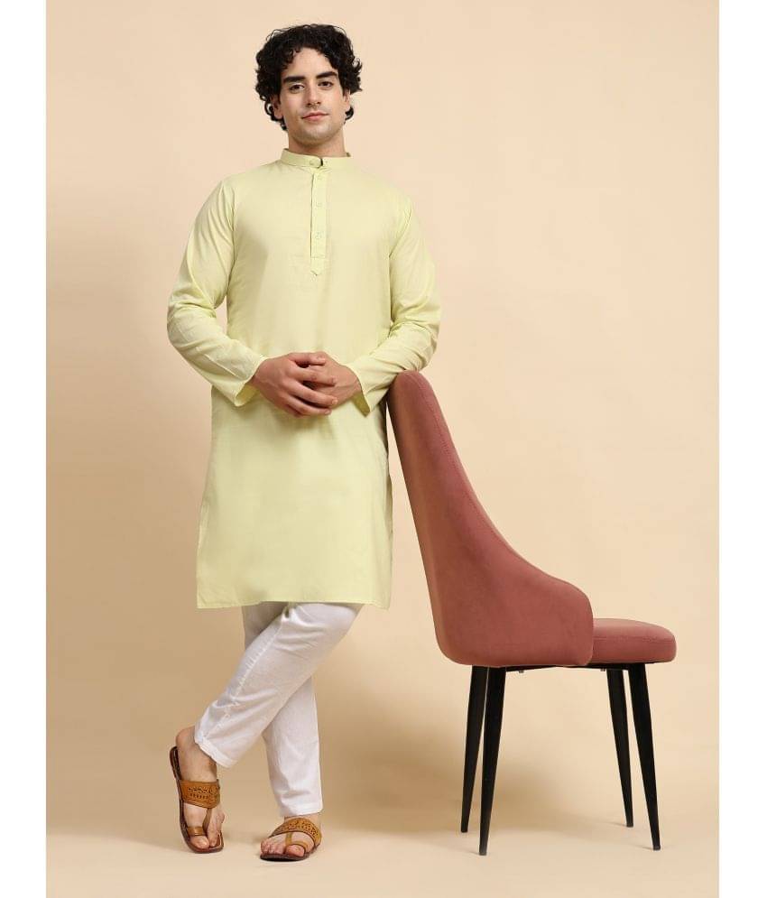 SKAVIJ Lemon Cotton Regular Fit Men's Kurta Pyjama Set ( Pack of 1 ) SKAVIJ Lemon Cotton Regular Fit Men's Kurta Pyjama Set ( Pack of 1 )