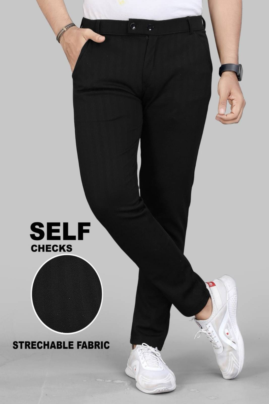     			VELLOSTA Regular Flat Men's Trouser - Black ( Pack of 1 )
